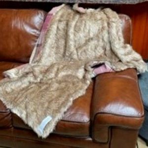 Pottery Barn Heath Plaid Faux Fur/Throw